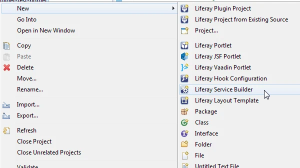 Creating Service layer by Service Builder in Liferay - Add-Liferay-Service Creating Service layer by Service Builder in Liferay - Creating Service.xml from Eclipse