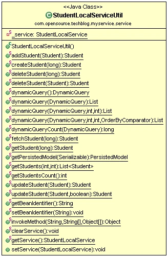 Creating Service layer by Service Builder in Liferay - StudentLocalServiceUtil Creating Service layer by Service Builder in Liferay - StudentLocalServiceUtil
